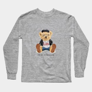 Cute bear design "Yes! You can" Long Sleeve T-Shirt